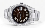 Womens Rolex Datejust II Watch | 41 MM | Brown Black Roman Numeral Dial | Two Row | Oyster Band