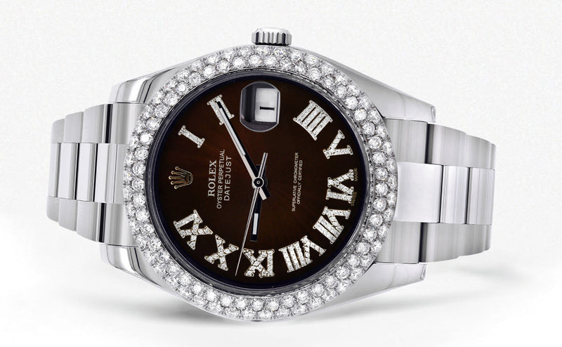 Womens Rolex Datejust II Watch | 41 MM | Brown Black Roman Numeral Dial | Two Row | Oyster Band
