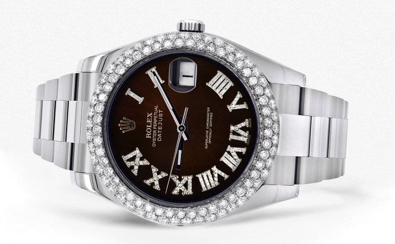 Rolex Datejust II Watch | 41 MM | Brown Black Roman Numeral Dial | Two Row | Oyster Band