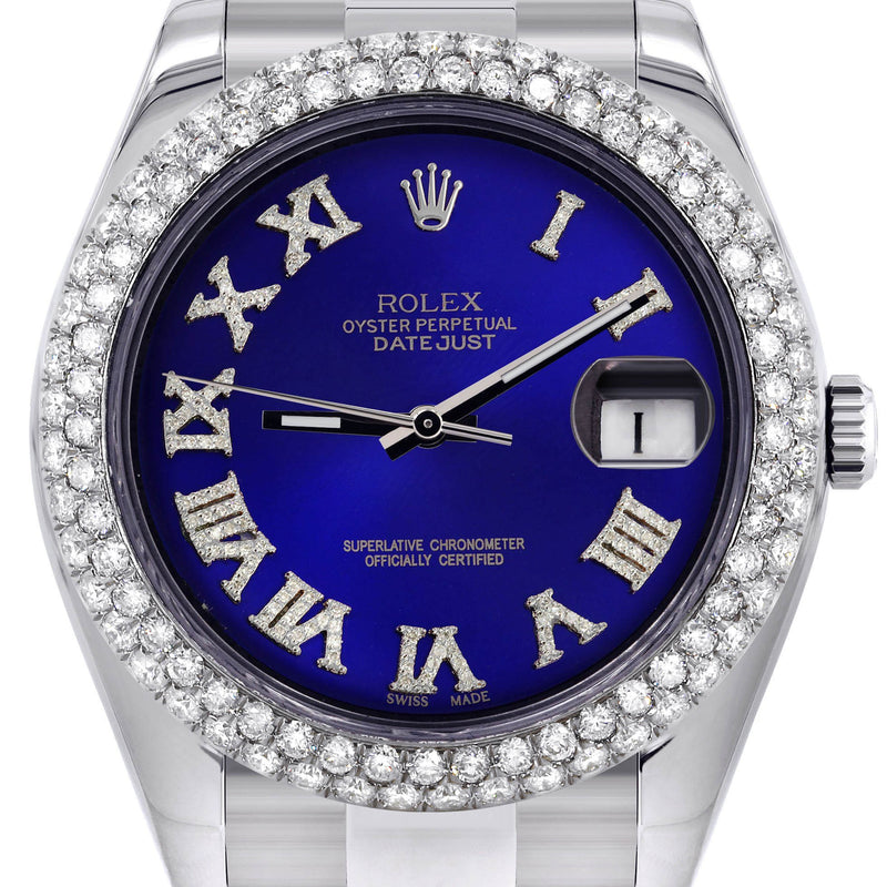 Womens Rolex Datejust II Watch | 41 MM | Royal Blue Roman Numeral Dial | Two Row | Oyster Band