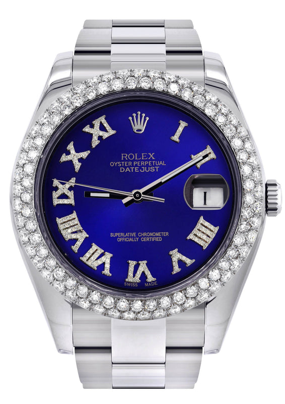 Womens Rolex Datejust II Watch | 41 MM | Royal Blue Roman Numeral Dial | Two Row | Oyster Band