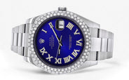 Rolex Datejust II Watch | 41 MM | Royal Blue Roman Numeral Dial | Two Row | Oyster Band