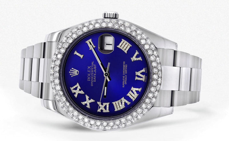 Rolex Datejust II Watch | 41 MM | Royal Blue Roman Numeral Dial | Two Row | Oyster Band