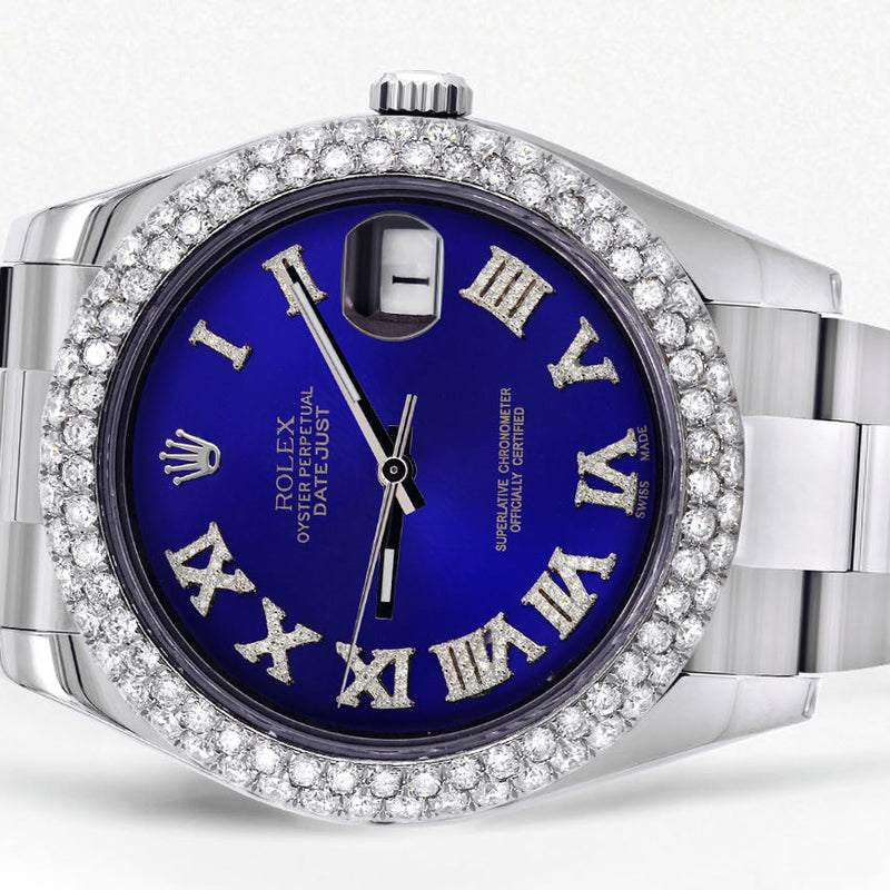Womens Rolex Datejust II Watch | 41 MM | Royal Blue Roman Numeral Dial | Two Row | Oyster Band