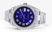 Womens Rolex Datejust II Watch | 41 MM | Royal Blue Roman Numeral Dial | Two Row | Oyster Band