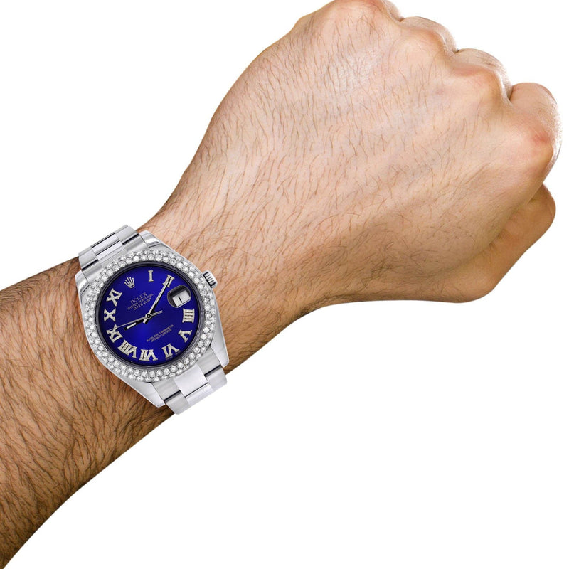 Rolex Datejust II Watch | 41 MM | Royal Blue Roman Numeral Dial | Two Row | Oyster Band