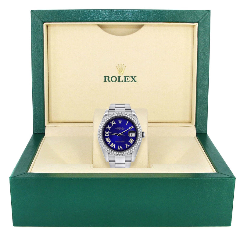Rolex Datejust II Watch | 41 MM | Royal Blue Roman Numeral Dial | Two Row | Oyster Band