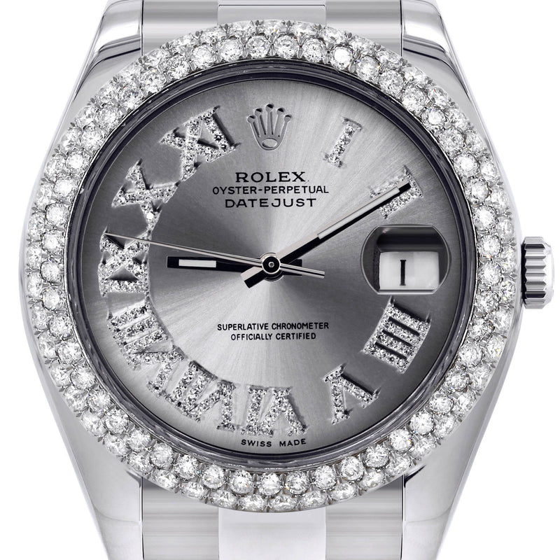 Rolex Datejust II Watch | 41 MM | Silver Roman Numeral Dial | Two Row | Oyster Band