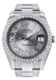 Rolex Datejust II Watch | 41 MM | Silver Roman Numeral Dial | Two Row | Oyster Band