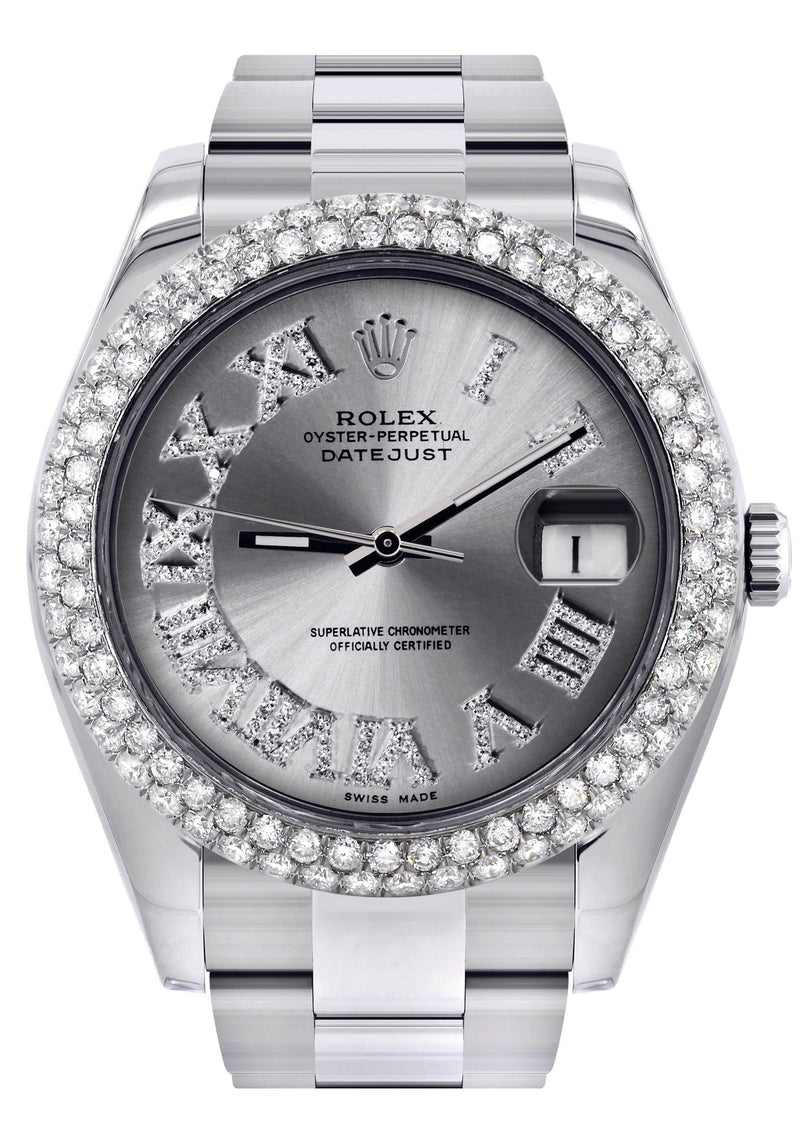 Womens Rolex Datejust II Watch | 41 MM | Silver Roman Numeral Dial | Two Row | Oyster Band