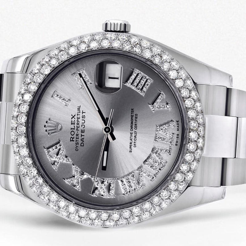 Rolex Datejust II Watch | 41 MM | Silver Roman Numeral Dial | Two Row | Oyster Band