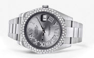 Rolex Datejust II Watch | 41 MM | Silver Roman Numeral Dial | Two Row | Oyster Band