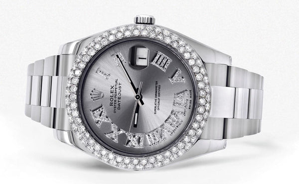 Rolex Datejust II Watch | 41 MM | Silver Roman Numeral Dial | Two Row | Oyster Band