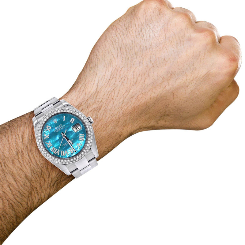 Rolex Datejust II Watch | 41 MM | Aquamarine Mother of Pearl Dial | Two Row | Oyster Band