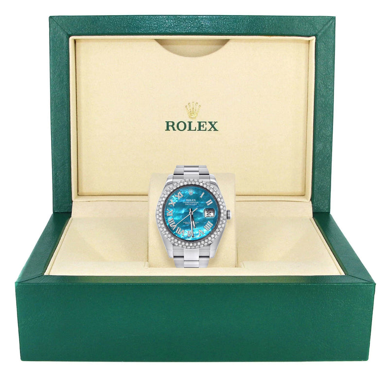 Rolex Datejust II Watch | 41 MM | Aquamarine Mother of Pearl Dial | Two Row | Oyster Band