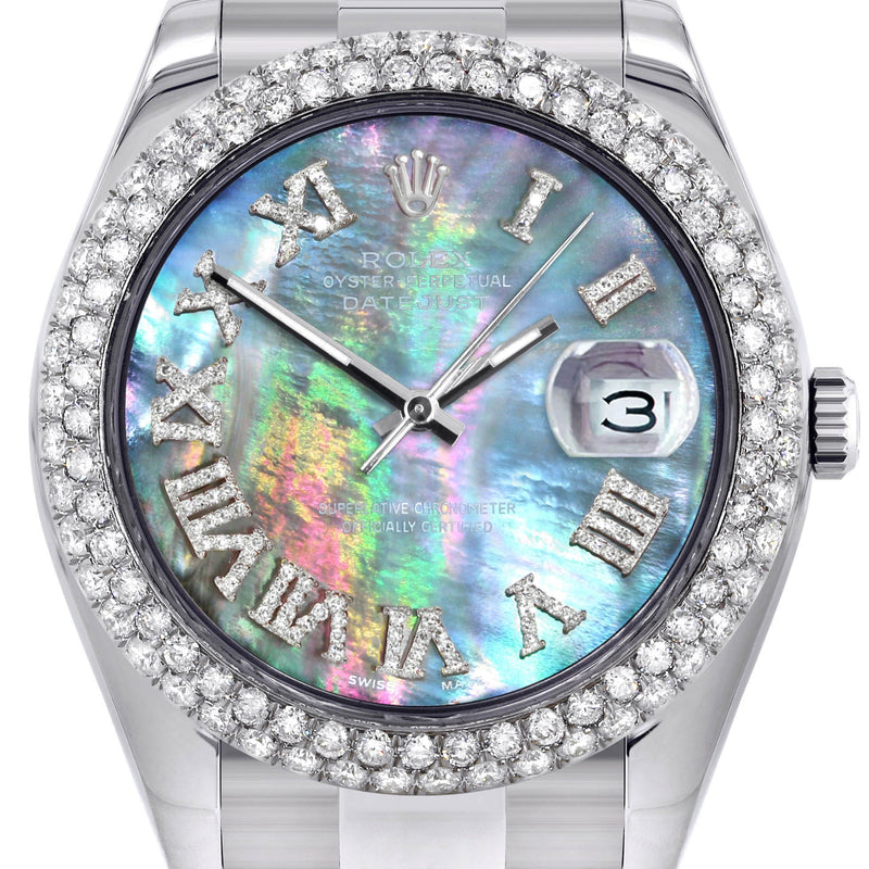 Womens Rolex Datejust II Watch | 41 MM | Dark Mother of Pearl Dial | Two Row | Oyster Band