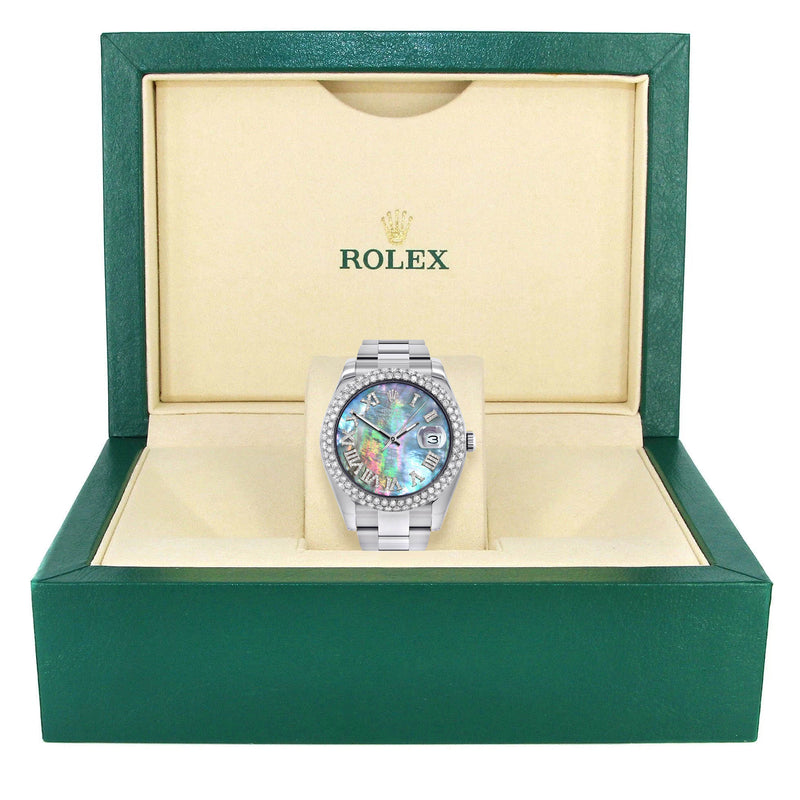 Womens Rolex Datejust II Watch | 41 MM | Dark Mother of Pearl Dial | Two Row | Oyster Band