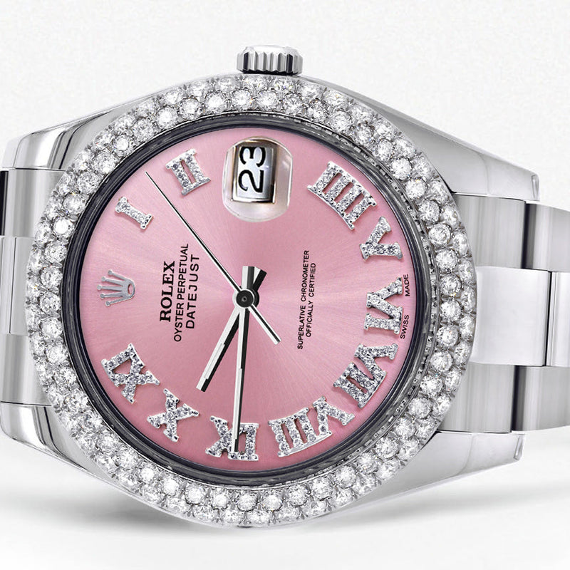 Womens Rolex Datejust II Watch | 41 MM | Pink Roman Numeral Dial | Two Row | Oyster Band