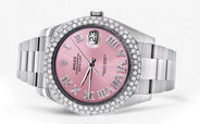 Rolex Datejust II Watch | 41 MM | Pink Roman Numeral Dial | Two Row | Oyster Band