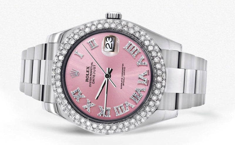 Rolex Datejust II Watch | 41 MM | Pink Roman Numeral Dial | Two Row | Oyster Band