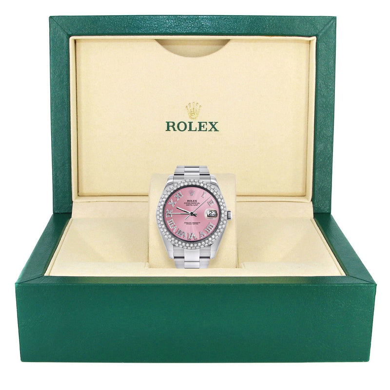 Womens Rolex Datejust II Watch | 41 MM | Pink Roman Numeral Dial | Two Row | Oyster Band
