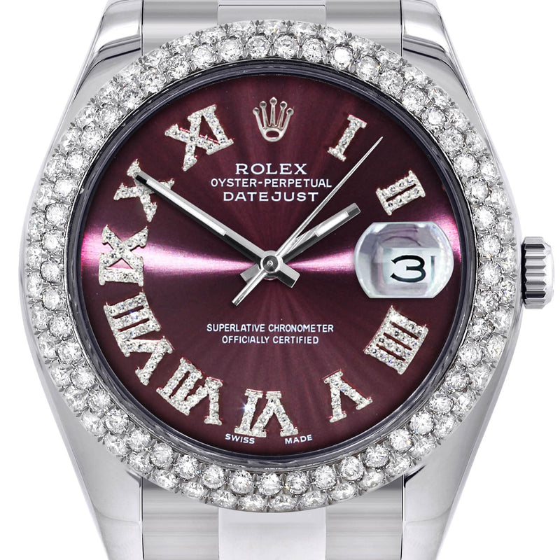 Rolex Datejust II Watch | 41 MM | Purple Roman Numeral Dial | Two Row | Oyster Band