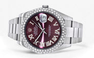 Rolex Datejust II Watch | 41 MM | Purple Roman Numeral Dial | Two Row | Oyster Band