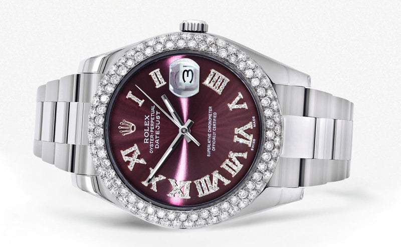 Womens Rolex Datejust II Watch | 41 MM | Purple Roman Numeral Dial | Two Row | Oyster Band