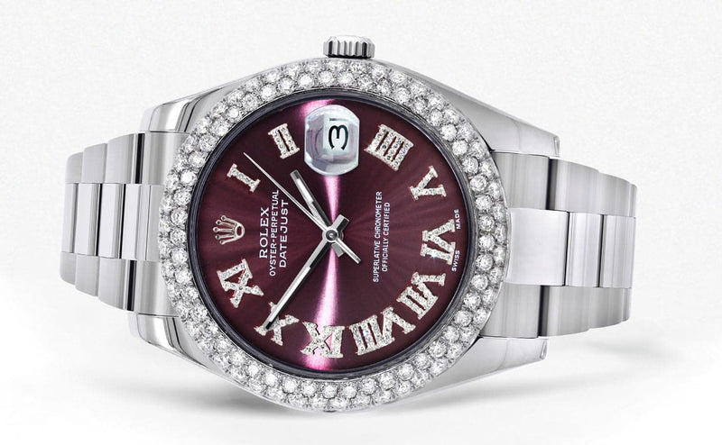 Rolex Datejust II Watch | 41 MM | Purple Roman Numeral Dial | Two Row | Oyster Band