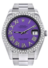 Womens Rolex Datejust II Watch | 41 MM | Violet Roman Numeral Dial | Two Row | Oyster Band