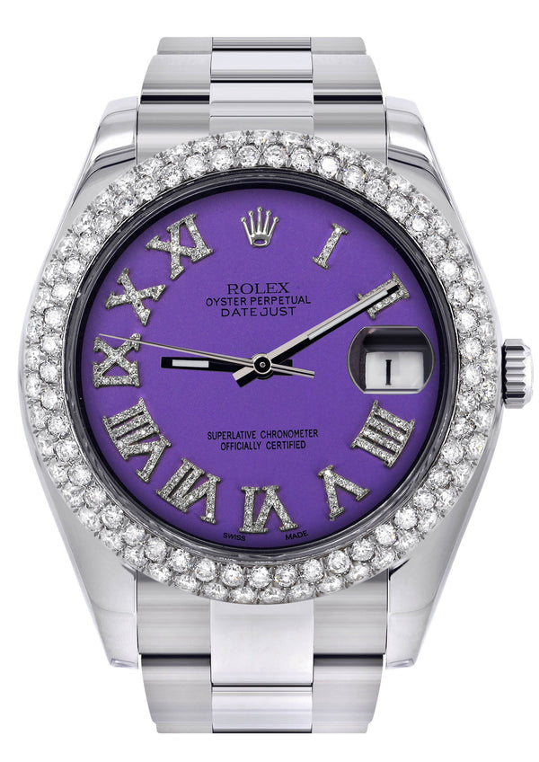 Womens Rolex Datejust II Watch | 41 MM | Violet Roman Numeral Dial | Two Row | Oyster Band