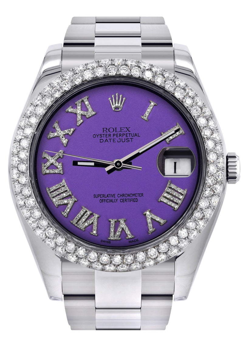 Womens Rolex Datejust II Watch | 41 MM | Violet Roman Numeral Dial | Two Row | Oyster Band