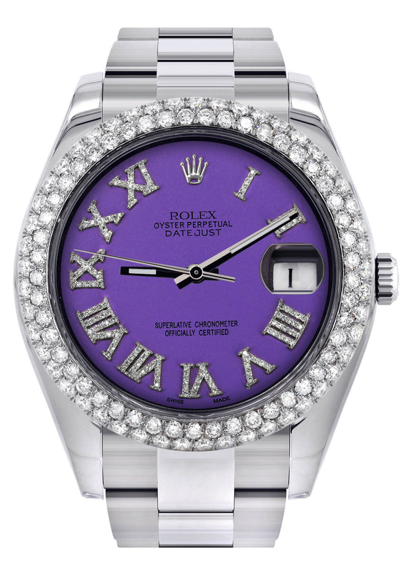 Womens Rolex Datejust II Watch | 41 MM | Violet Roman Numeral Dial | Two Row | Oyster Band