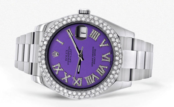 Rolex Datejust II Watch | 41 MM | Violet Roman Numeral Dial | Two Row | Oyster Band