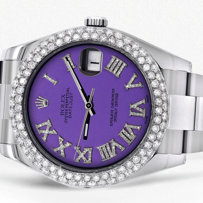 Womens Rolex Datejust II Watch | 41 MM | Violet Roman Numeral Dial | Two Row | Oyster Band