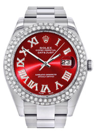 Rolex Datejust II Watch | 41 MM | Red Roman Numeral Dial | Two Row | Oyster Band