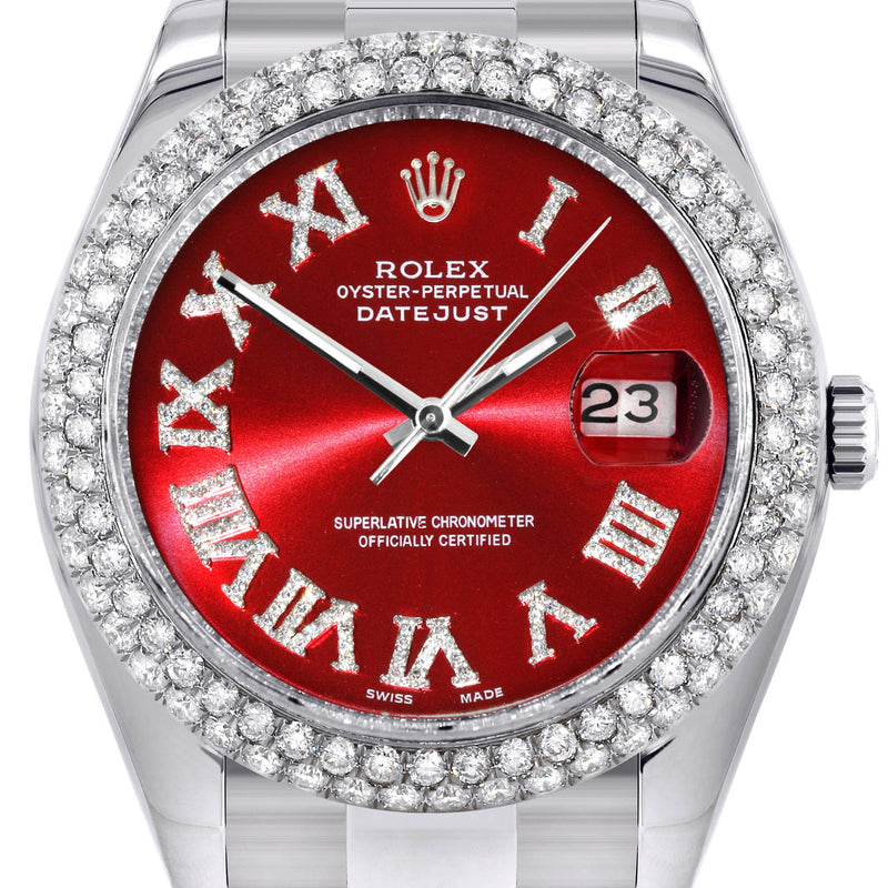 Womens Rolex Datejust II Watch | 41 MM | Red Roman Numeral Dial | Two Row | Oyster Band