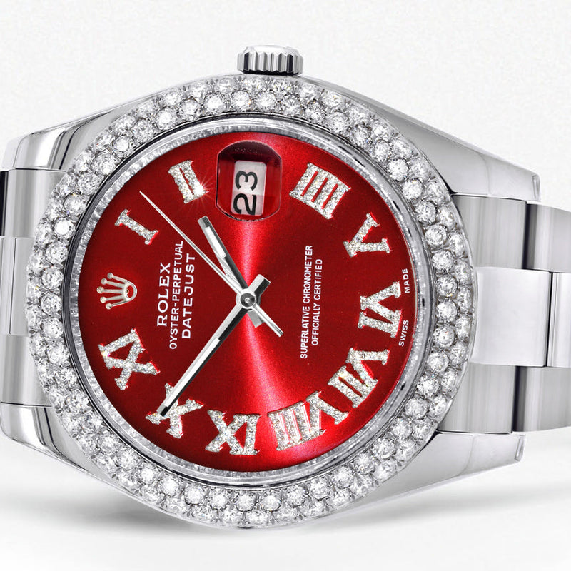 Womens Rolex Datejust II Watch | 41 MM | Red Roman Numeral Dial | Two Row | Oyster Band