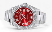 Rolex Datejust II Watch | 41 MM | Red Roman Numeral Dial | Two Row | Oyster Band