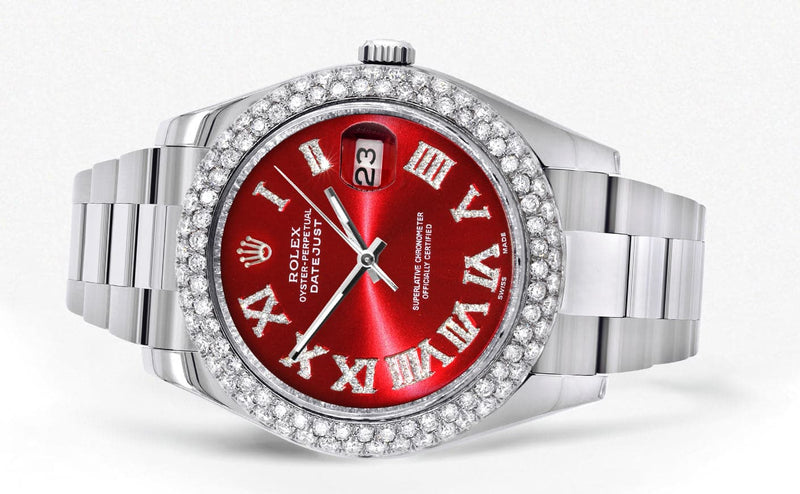 Rolex Datejust II Watch | 41 MM | Red Roman Numeral Dial | Two Row | Oyster Band