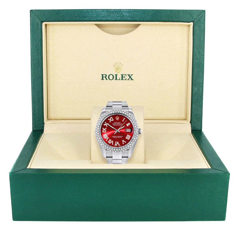 Rolex Datejust II Watch | 41 MM | Red Roman Numeral Dial | Two Row | Oyster Band