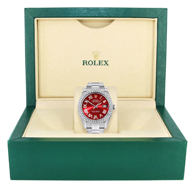 Womens Rolex Datejust II Watch | 41 MM | Red Roman Numeral Dial | Two Row | Oyster Band