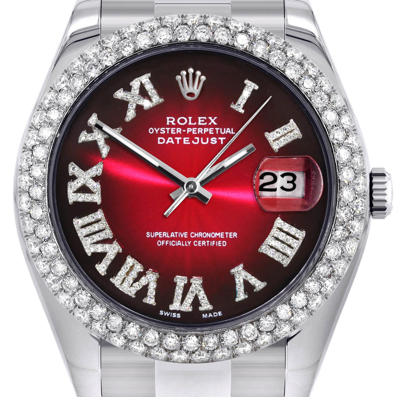 Womens Rolex Datejust II Watch | 41 MM | Black Red Roman Numeral Dial | Two Row | Oyster Band