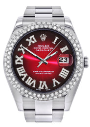 Womens Rolex Datejust II Watch | 41 MM | Black Red Roman Numeral Dial | Two Row | Oyster Band