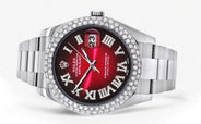 Womens Rolex Datejust II Watch | 41 MM | Black Red Roman Numeral Dial | Two Row | Oyster Band