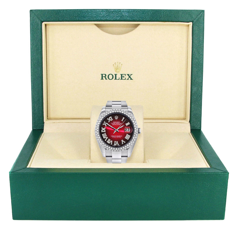 Womens Rolex Datejust II Watch | 41 MM | Black Red Roman Numeral Dial | Two Row | Oyster Band