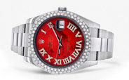 Rolex Datejust II Watch | 41 MM | Red Pearl Roman Numeral Dial | Two Row | Oyster Band