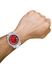 Rolex Datejust II Watch | 41 MM | Red Pearl Roman Numeral Dial | Two Row | Oyster Band