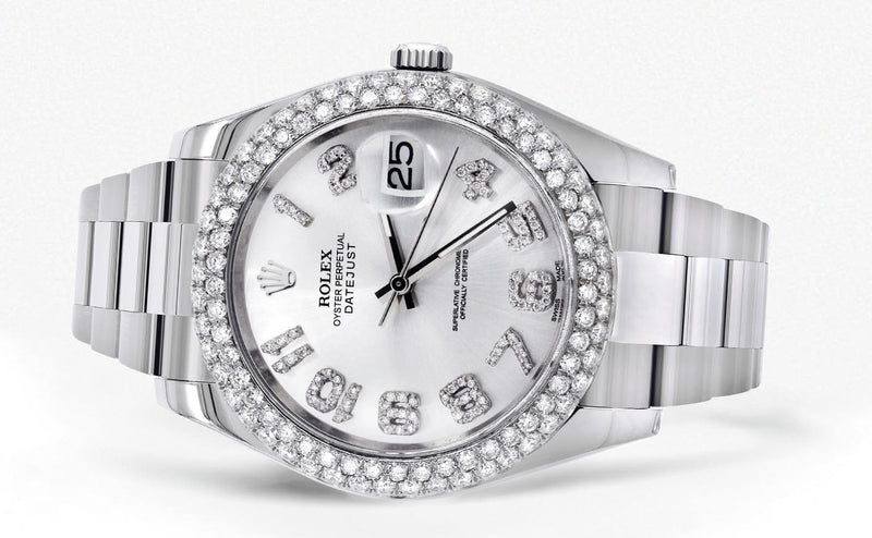 Womens Rolex Datejust II Watch | 41 MM | White Diamond Dial | Two Row | Oyster Band