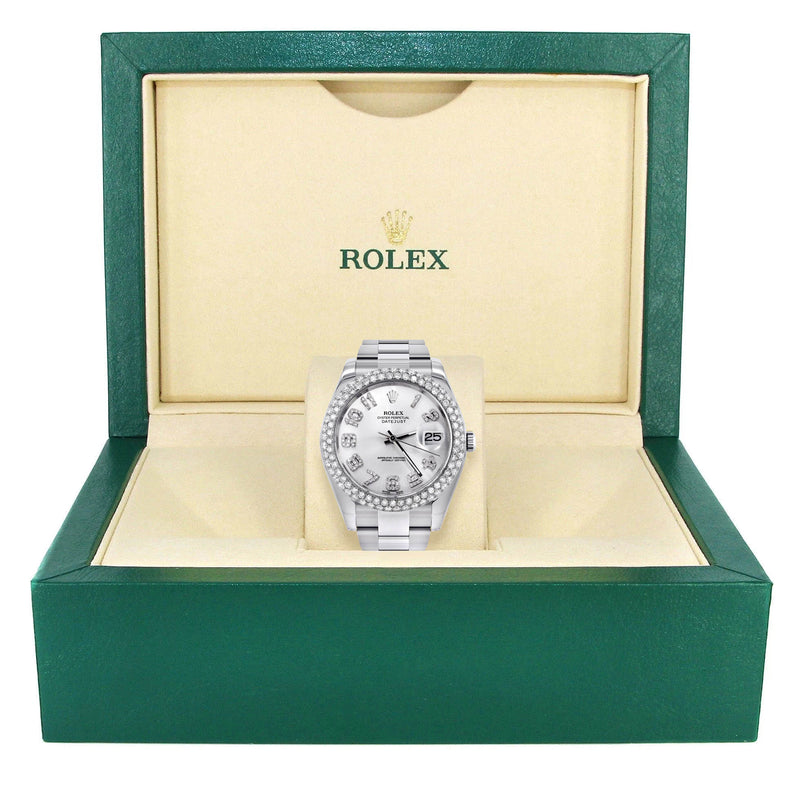 Womens Rolex Datejust II Watch | 41 MM | White Diamond Dial | Two Row | Oyster Band